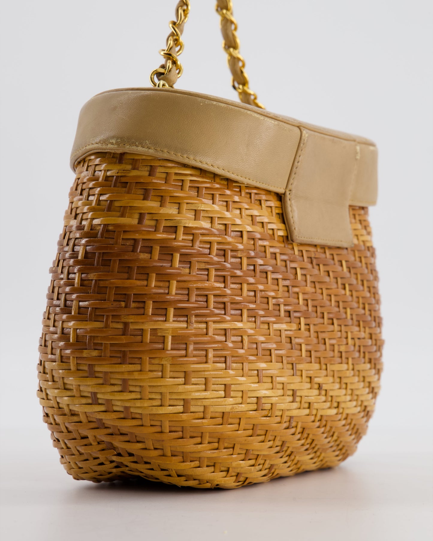 *RARE & FIRE PRICE* Chanel   Beige Wicker Basket Bag with 24K Gold Hardware