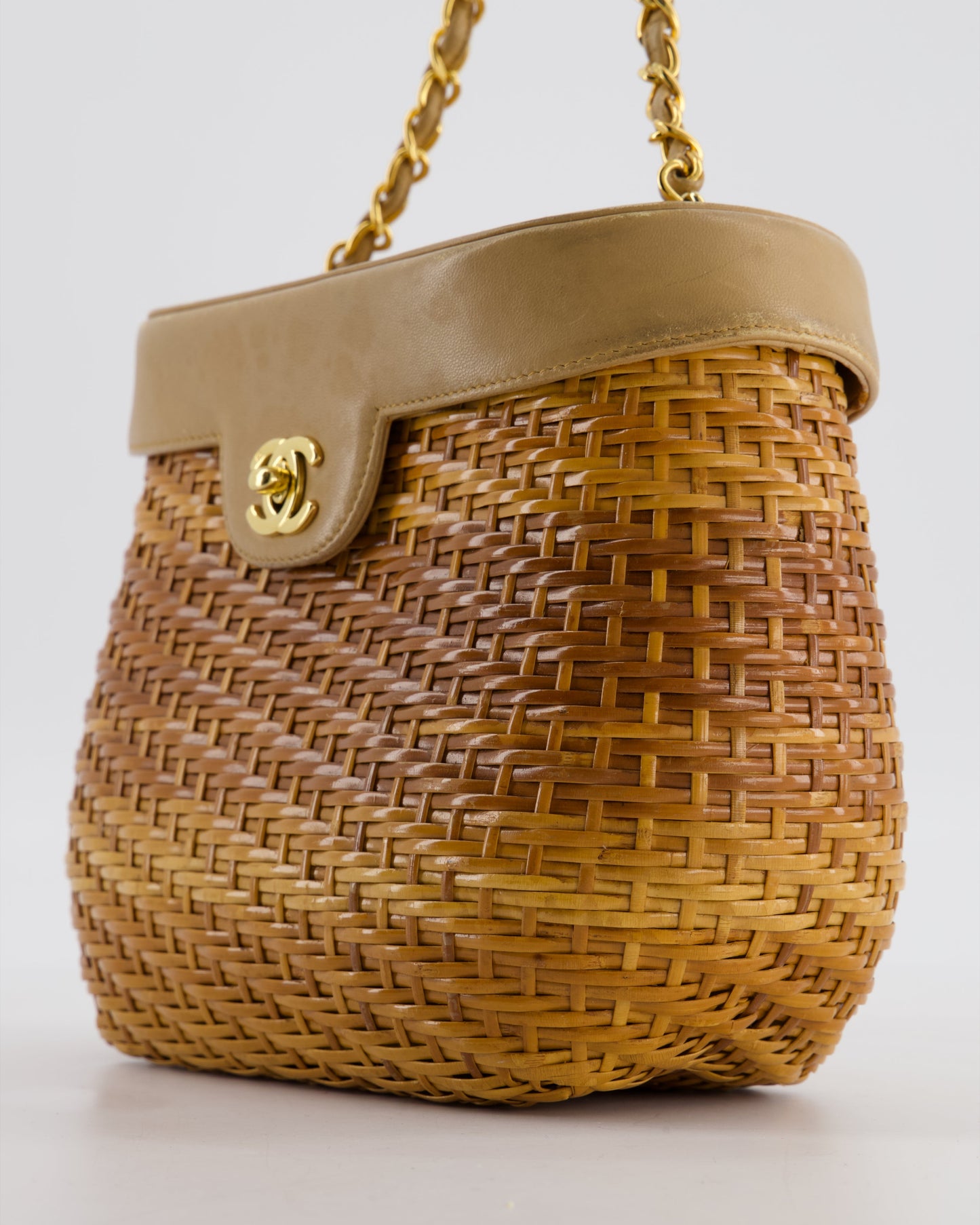 *RARE & FIRE PRICE* Chanel   Beige Wicker Basket Bag with 24K Gold Hardware