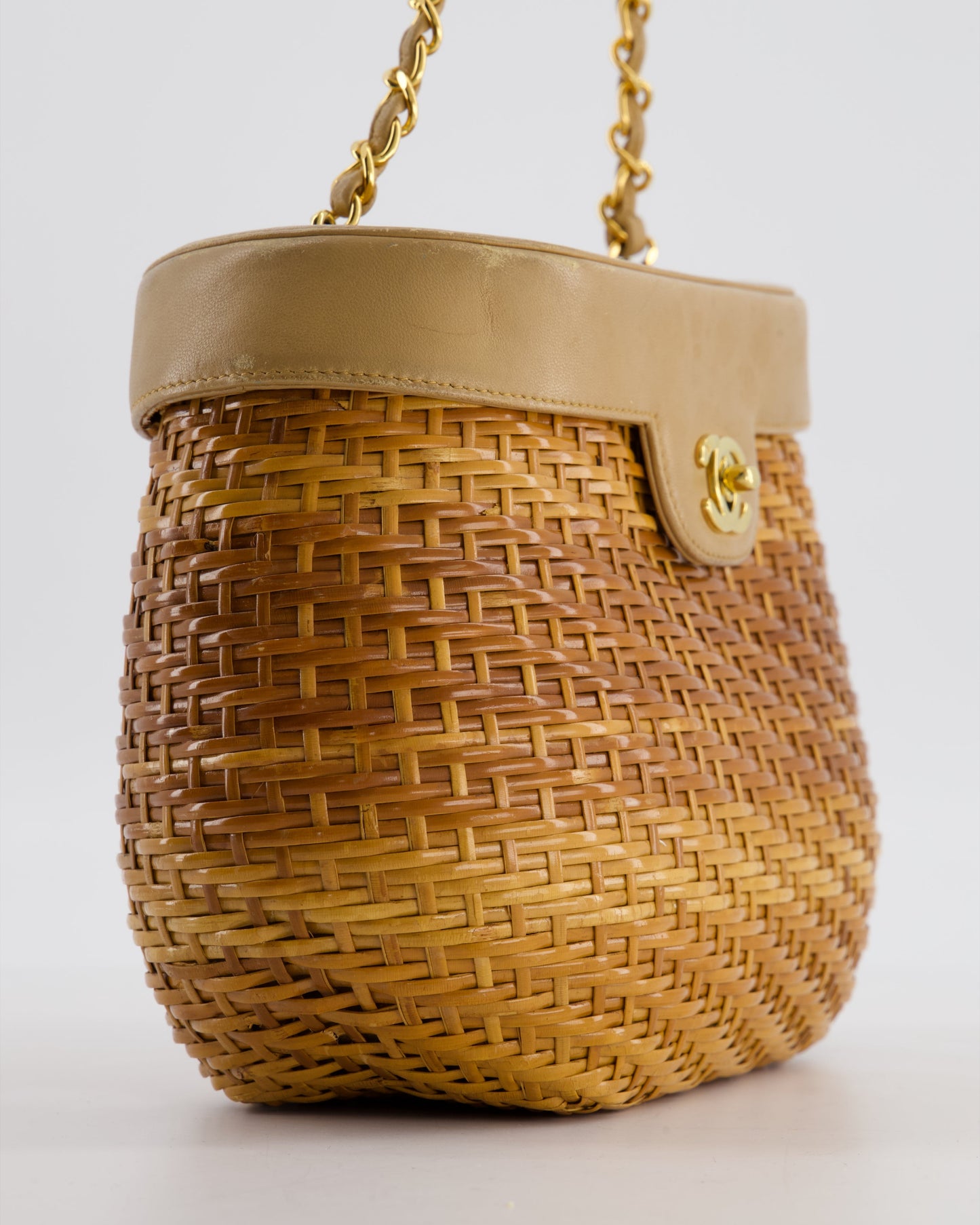 *RARE & FIRE PRICE* Chanel   Beige Wicker Basket Bag with 24K Gold Hardware