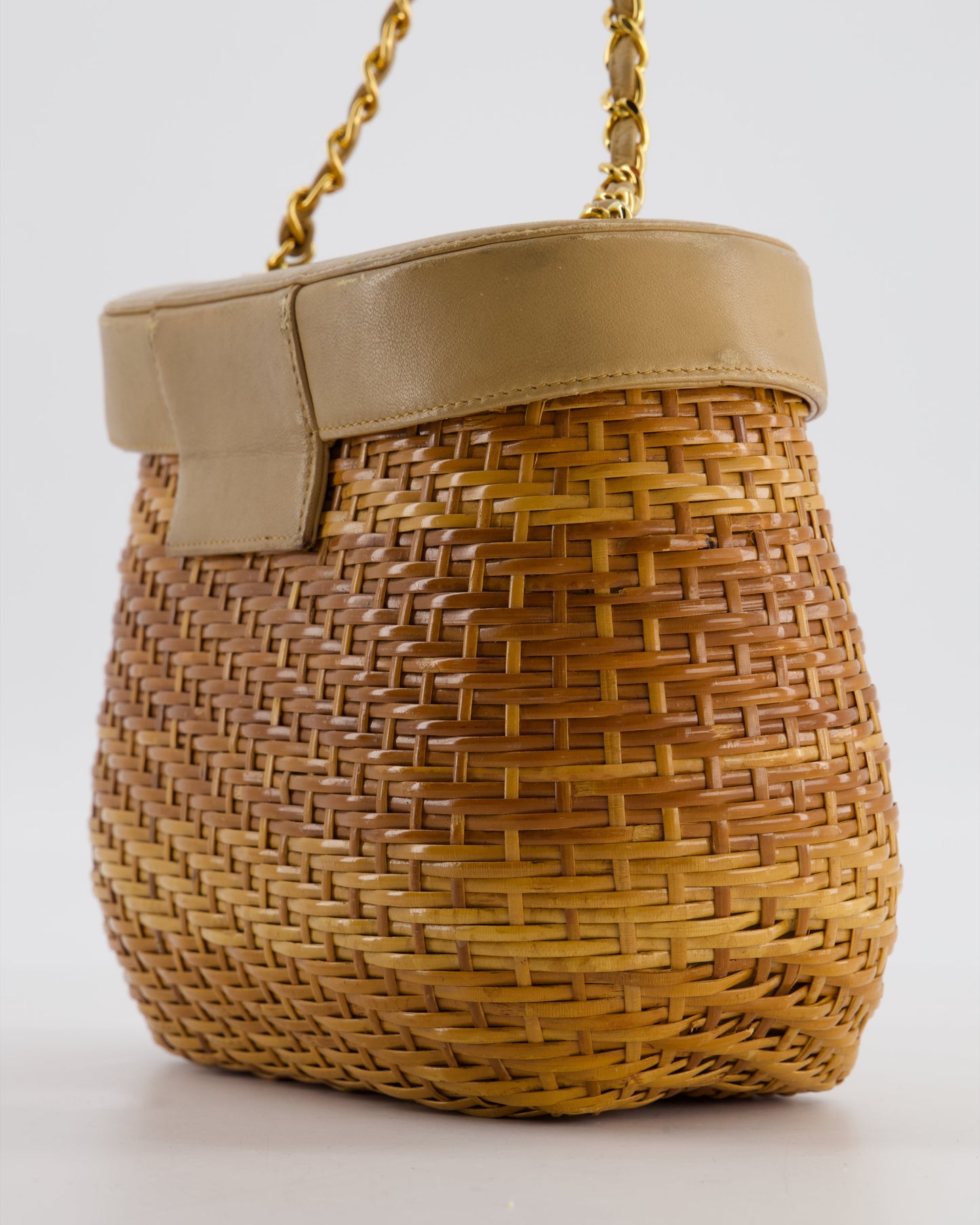 *RARE & FIRE PRICE* Chanel   Beige Wicker Basket Bag with 24K Gold Hardware
