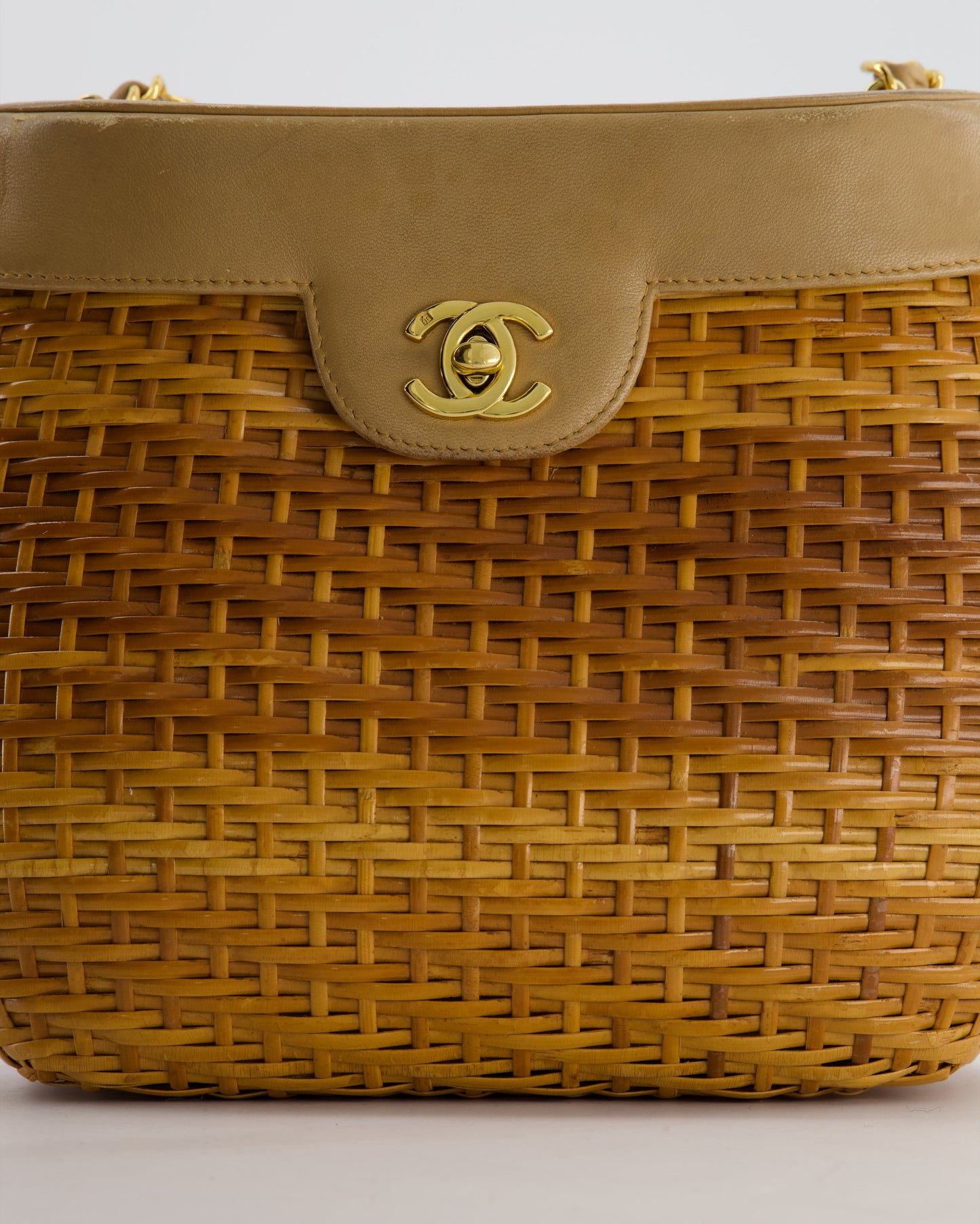 *RARE & FIRE PRICE* Chanel   Beige Wicker Basket Bag with 24K Gold Hardware