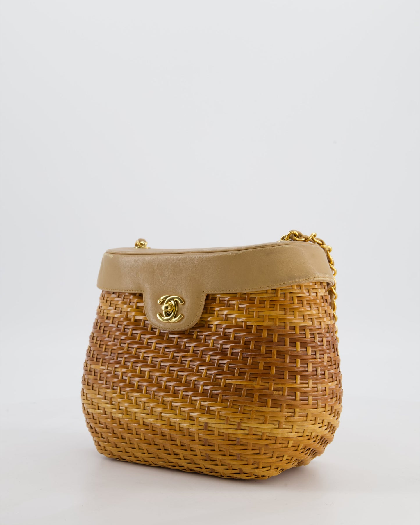 *RARE & FIRE PRICE* Chanel   Beige Wicker Basket Bag with 24K Gold Hardware