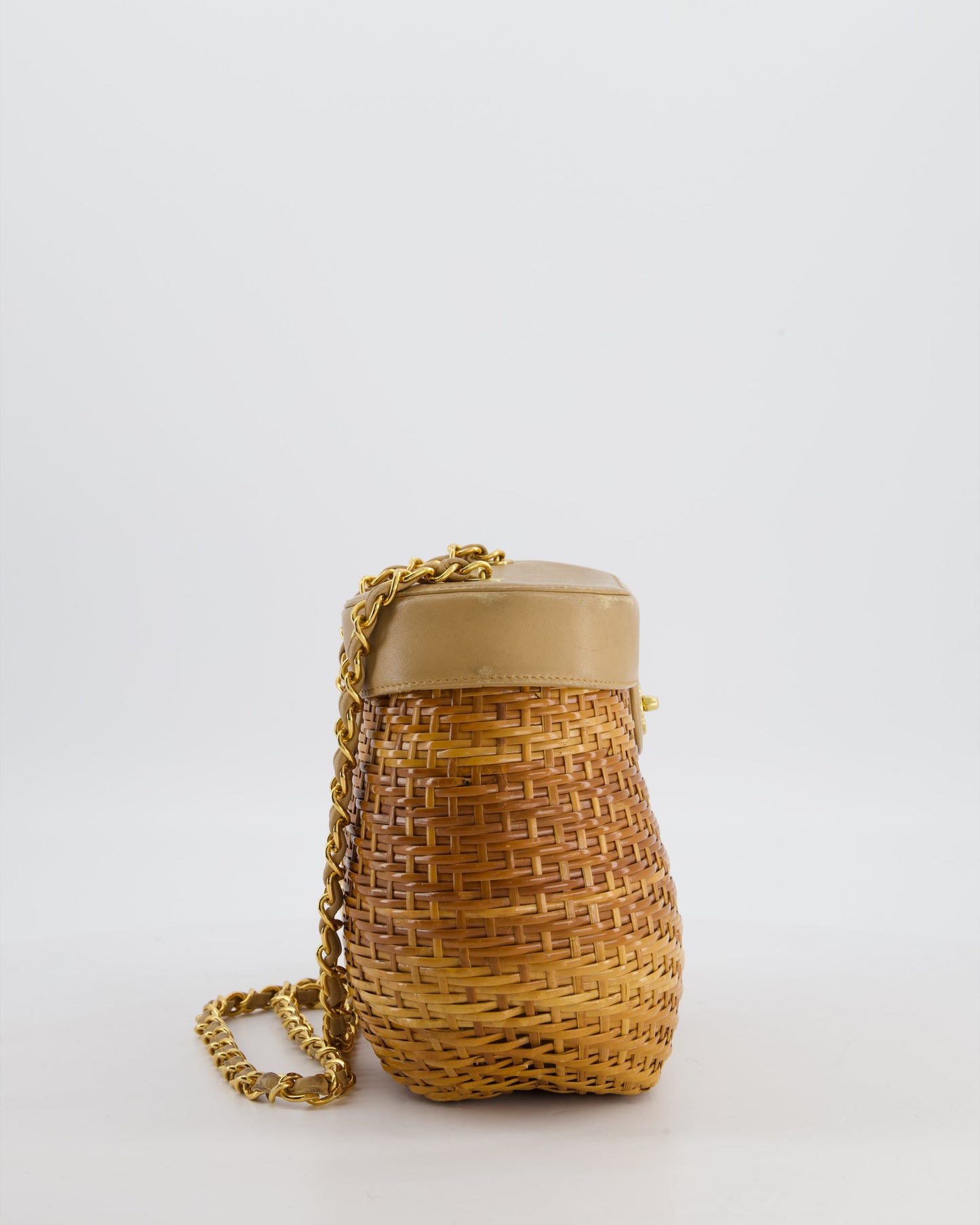 *RARE & FIRE PRICE* Chanel   Beige Wicker Basket Bag with 24K Gold Hardware