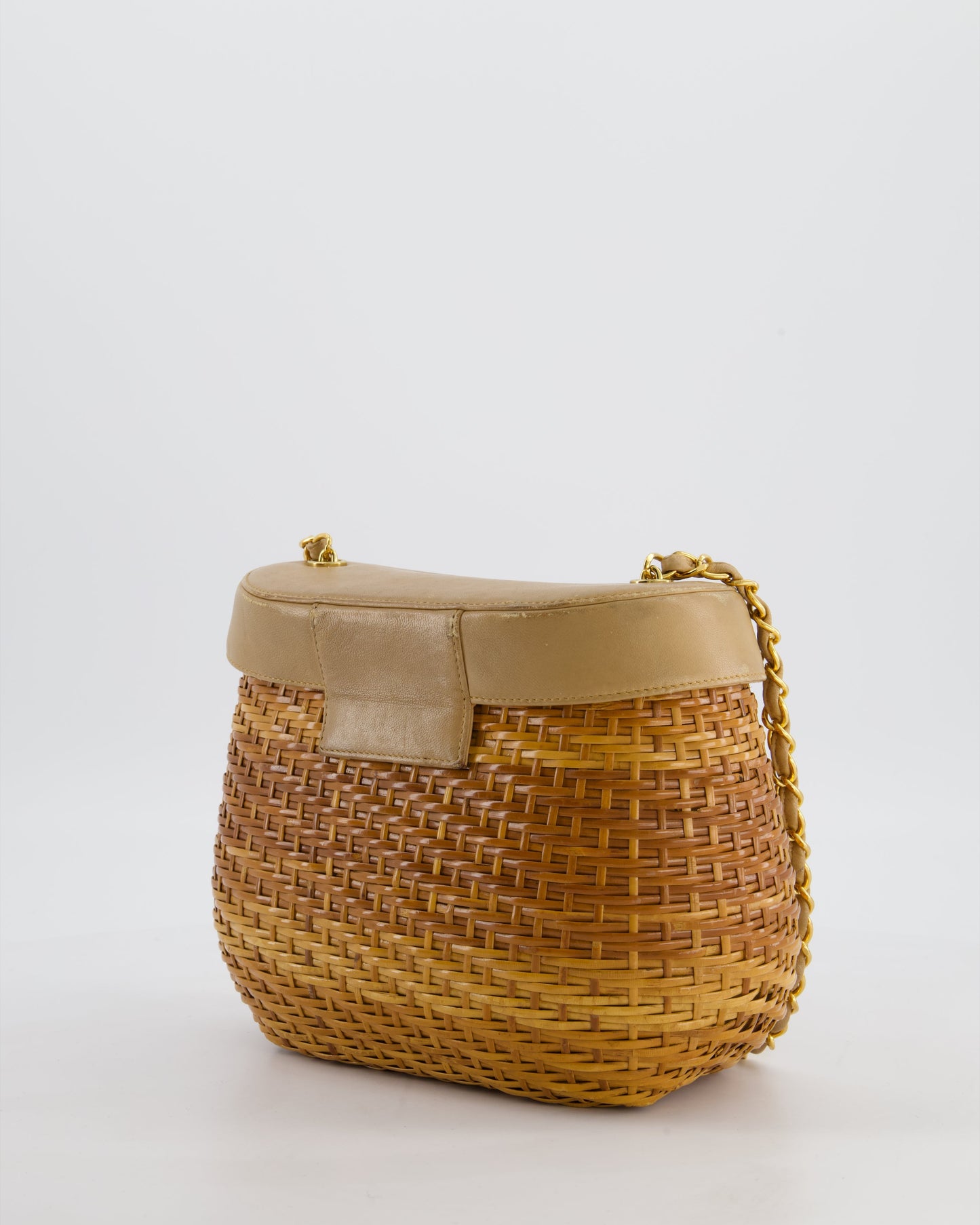 *RARE & FIRE PRICE* Chanel   Beige Wicker Basket Bag with 24K Gold Hardware
