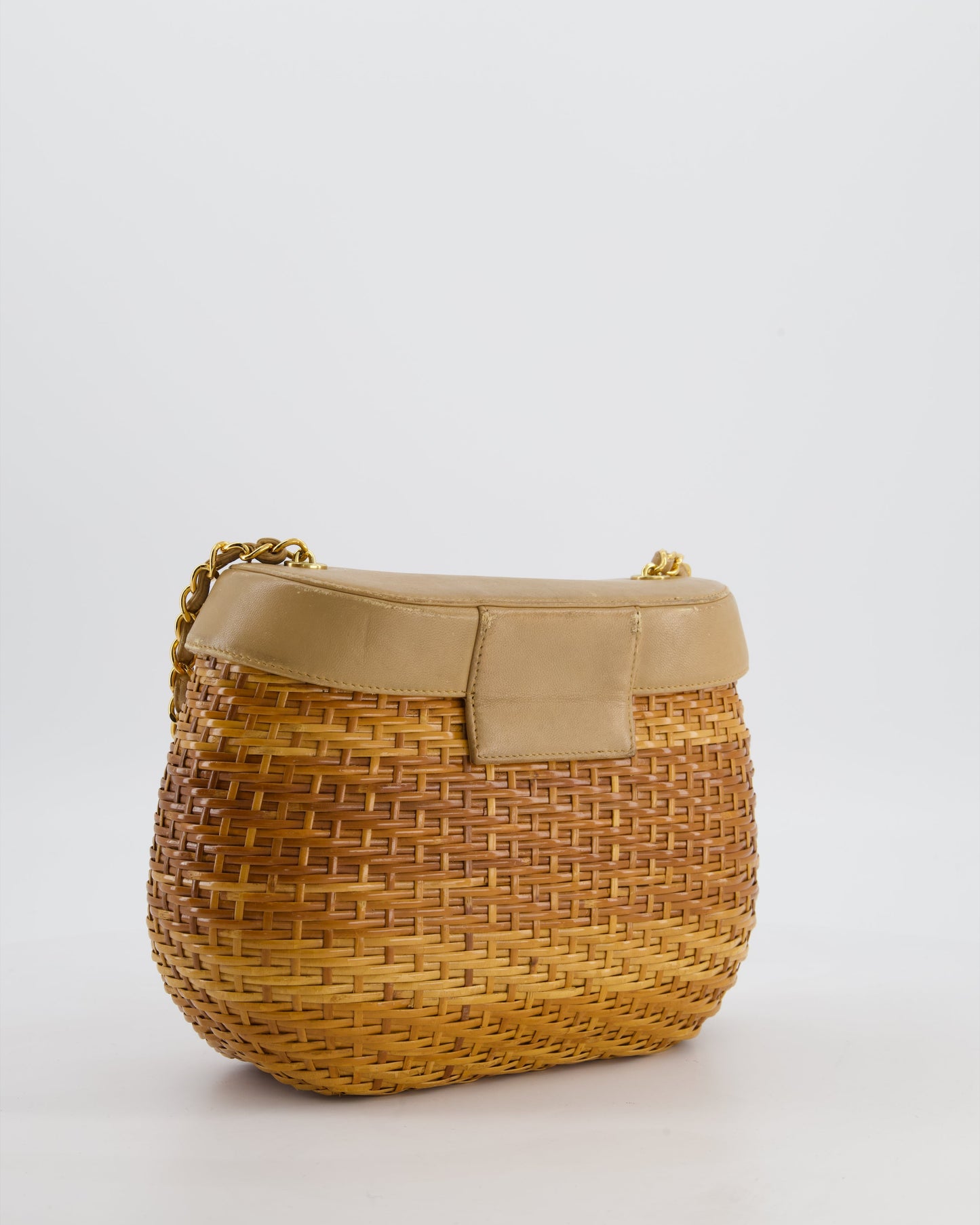 *RARE & FIRE PRICE* Chanel   Beige Wicker Basket Bag with 24K Gold Hardware