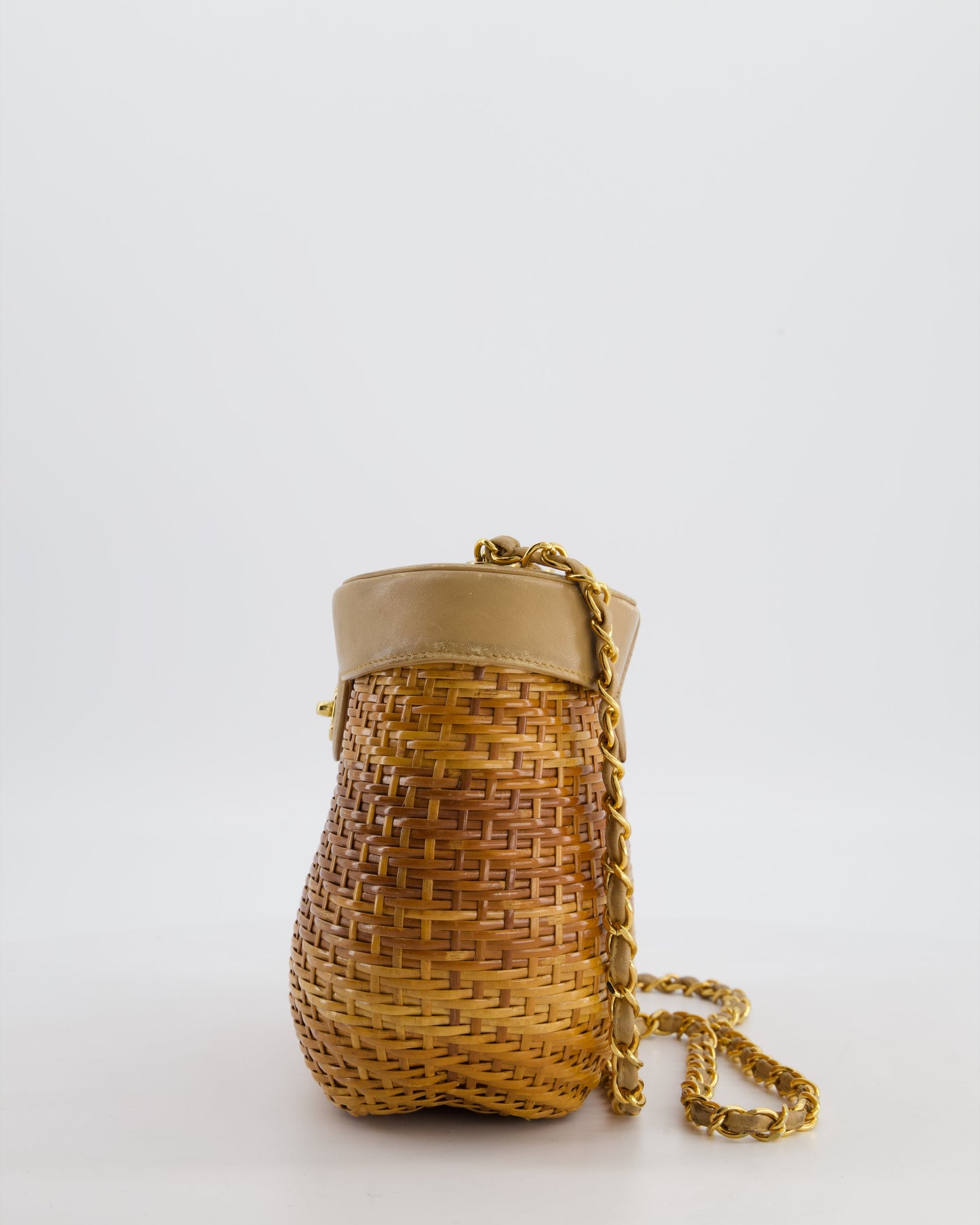 *RARE & FIRE PRICE* Chanel   Beige Wicker Basket Bag with 24K Gold Hardware