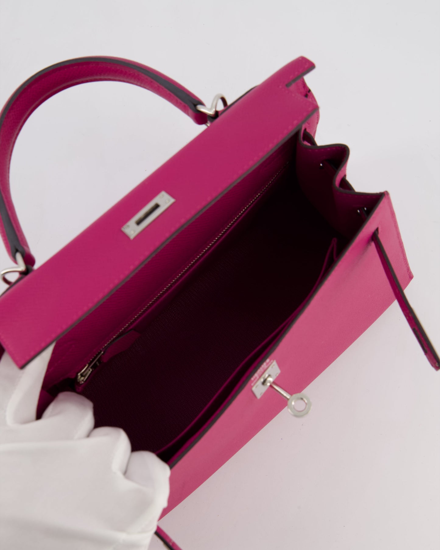 *FIRE PRICE* Herm�s Kelly 25 Sellier Bag in Rose Pourpre Epsom Leather with Palladium Hardware