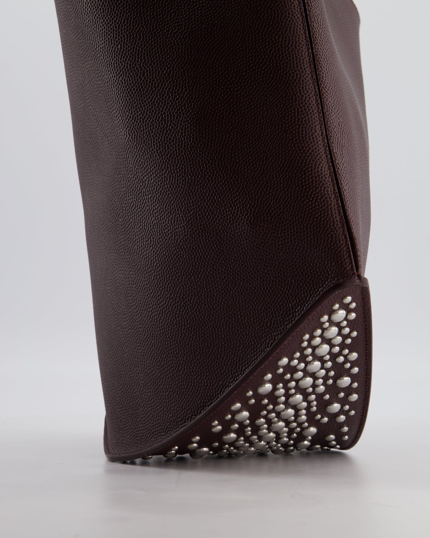 Alaïa Le Gail Large Leather Tote Bag with Adjustable Shoulder Strap with Adorned Studs and Silver Studded Base