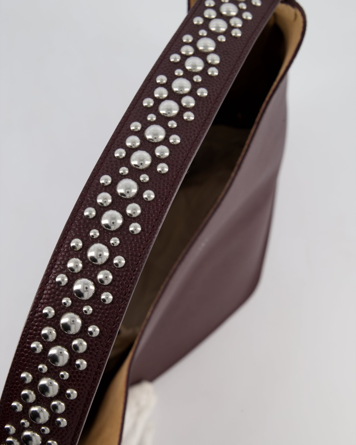 Alaïa Le Gail Large Leather Tote Bag with Adjustable Shoulder Strap with Adorned Studs and Silver Studded Base