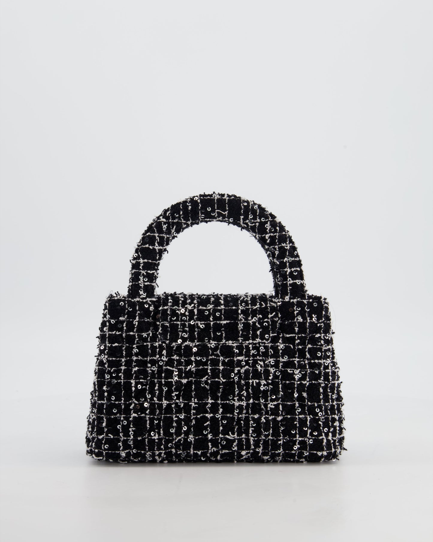 *HOT & RARE* Chanel Black & White Tweed and Sequin Small Kelly Bag with Brushed Antique Gold Hardware
