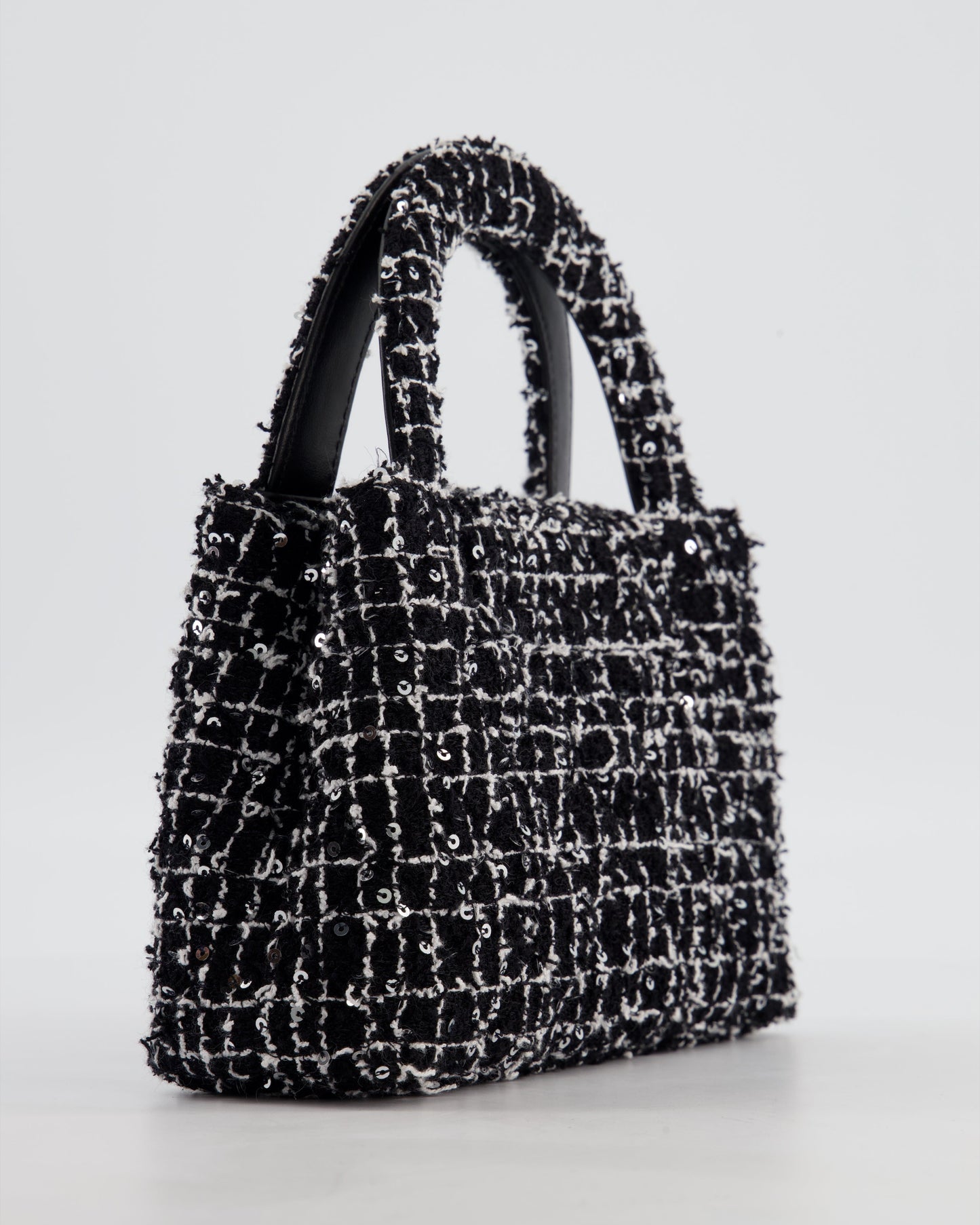 *HOT & RARE* Chanel Black & White Tweed and Sequin Small Kelly Bag with Brushed Antique Gold Hardware
