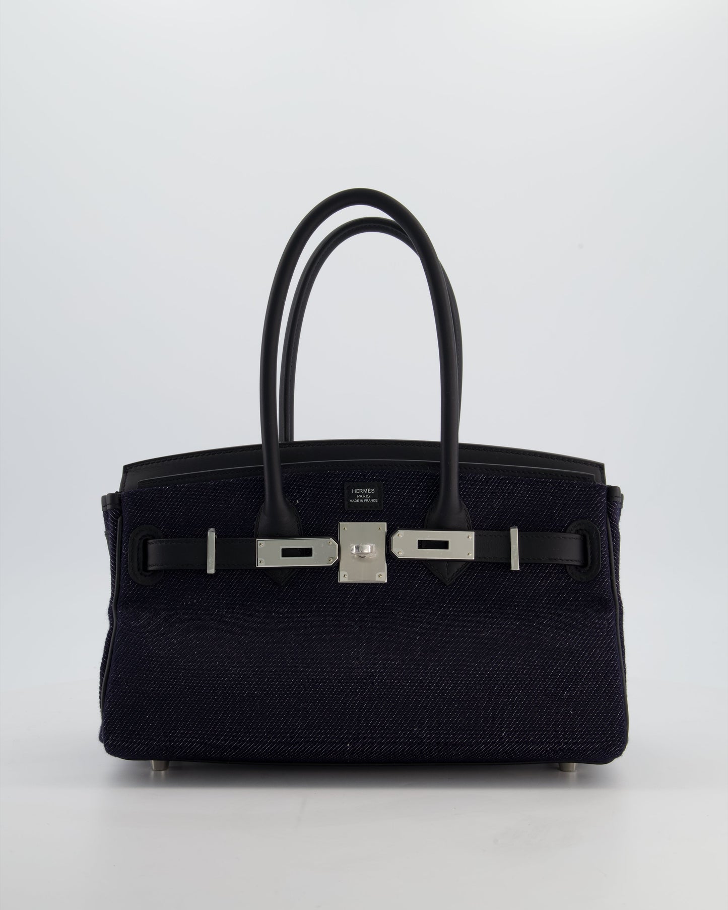 *SUPER HOT & RARE* Hermès Birkin Shoulder Light 29 Bag in Bleu Indigo Blanc & Noir Tissage Jean & Bleu Indigo Swift Leather with Palladium Hardware