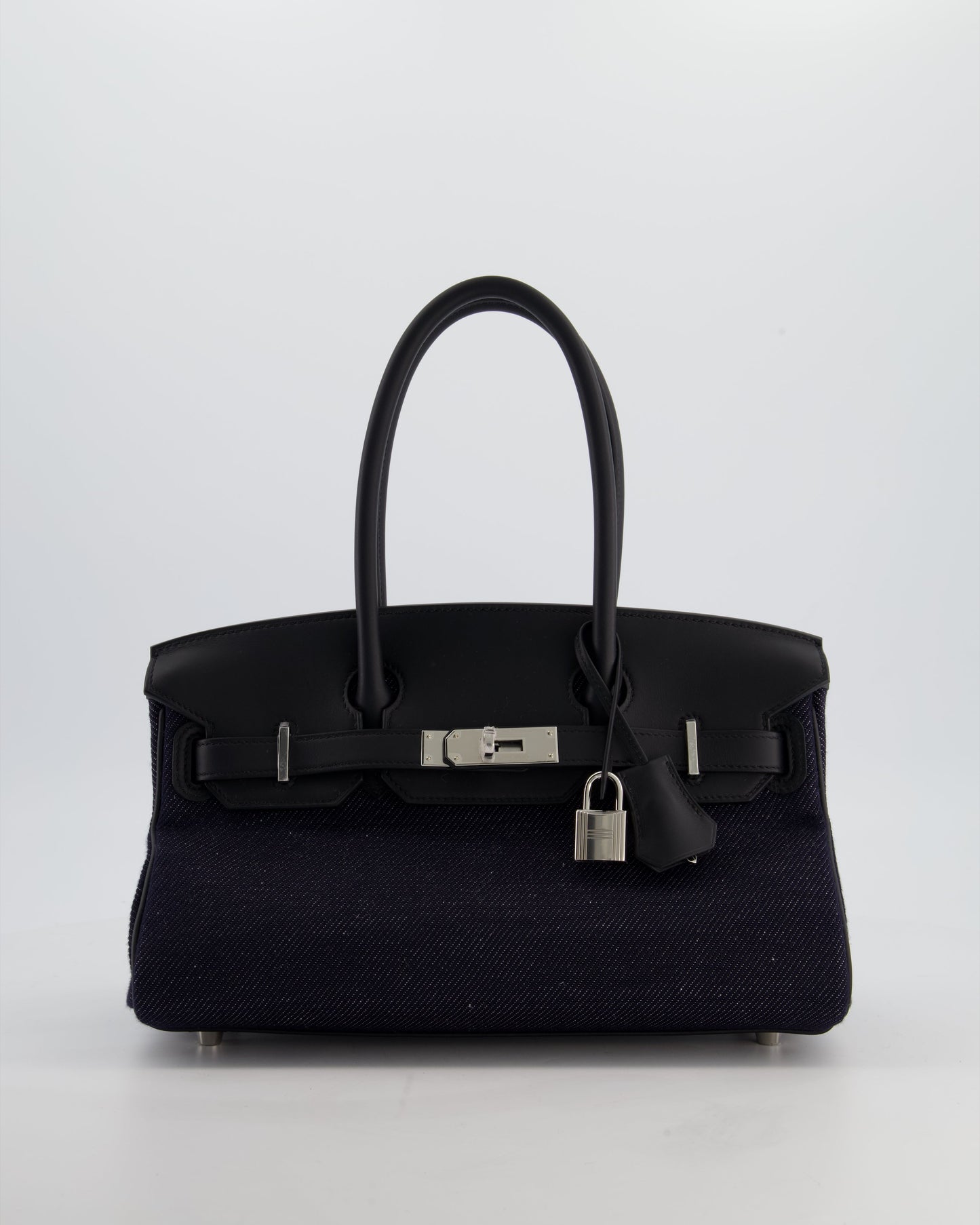*SUPER HOT & RARE* Hermès Birkin Shoulder Light 29 Bag in Bleu Indigo Blanc & Noir Tissage Jean & Bleu Indigo Swift Leather with Palladium Hardware