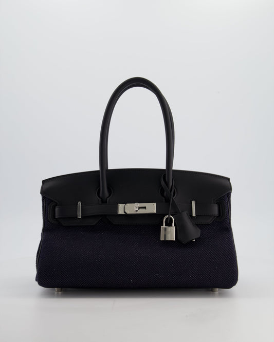 *SUPER HOT & RARE* Hermès Birkin Shoulder Light 29 Bag in Bleu Indigo Blanc & Noir Tissage Jean & Bleu Indigo Swift Leather with Palladium Hardware