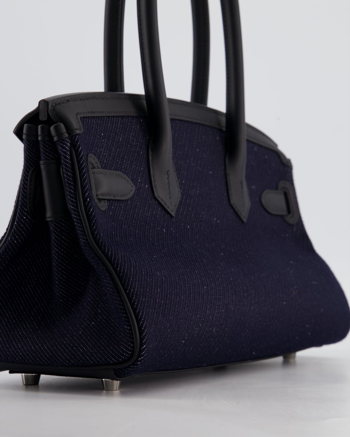 *SUPER HOT & RARE* Hermès Birkin Shoulder Light 29 Bag in Bleu Indigo Blanc & Noir Tissage Jean & Bleu Indigo Swift Leather with Palladium Hardware