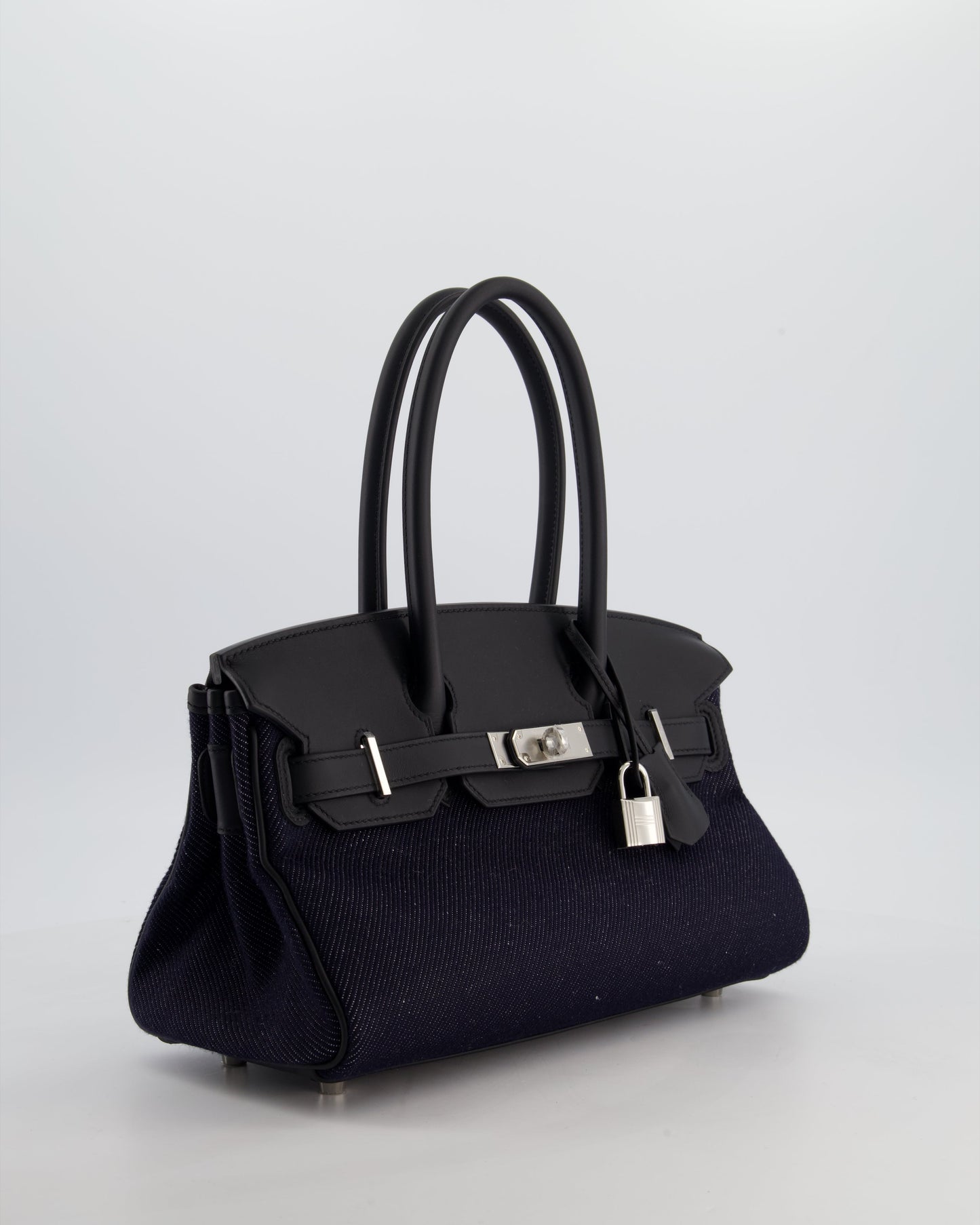 *SUPER HOT & RARE* Hermès Birkin Shoulder Light 29 Bag in Bleu Indigo Blanc & Noir Tissage Jean & Bleu Indigo Swift Leather with Palladium Hardware
