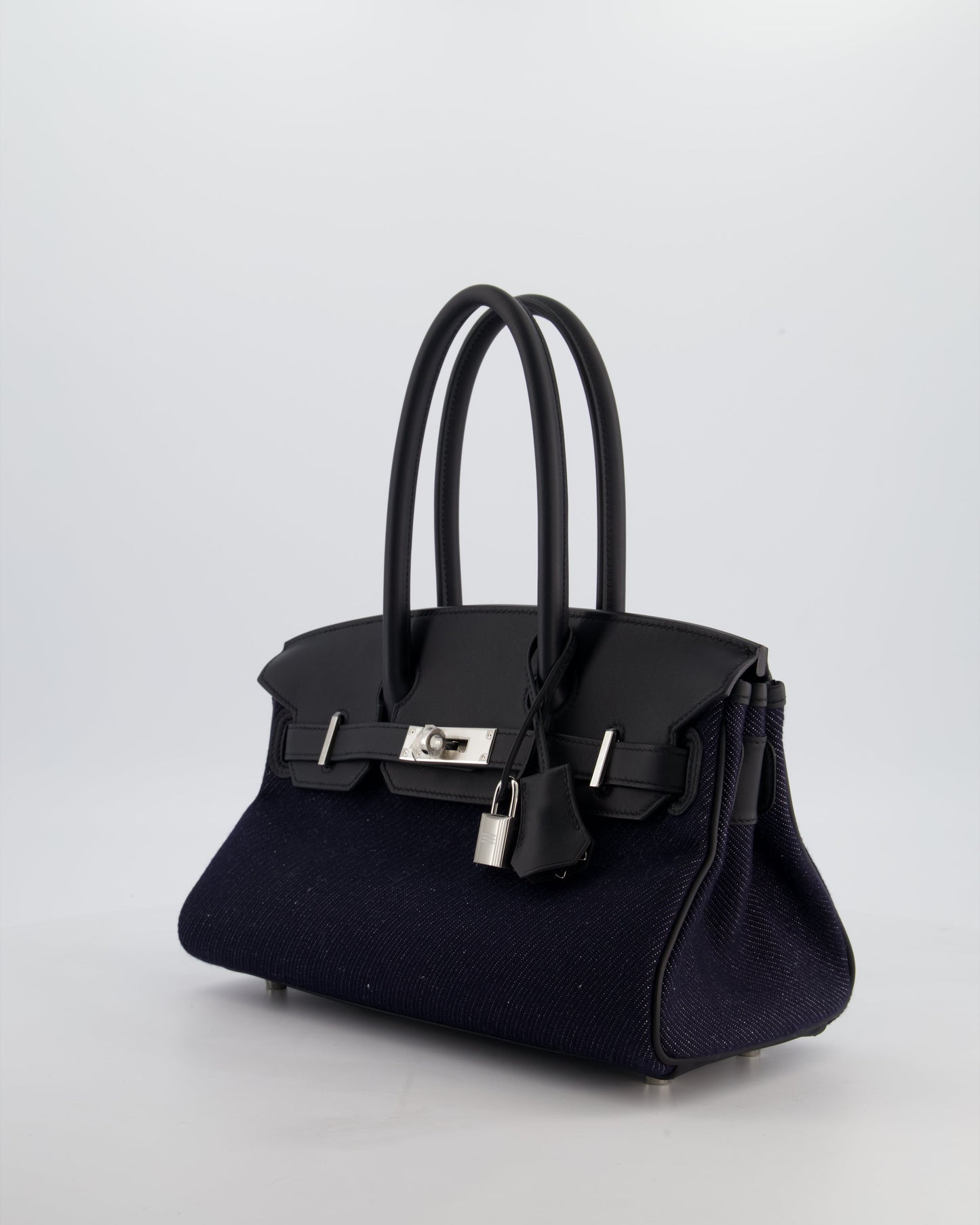 *SUPER HOT & RARE* Hermès Birkin Shoulder Light 29 Bag in Bleu Indigo Blanc & Noir Tissage Jean & Bleu Indigo Swift Leather with Palladium Hardware