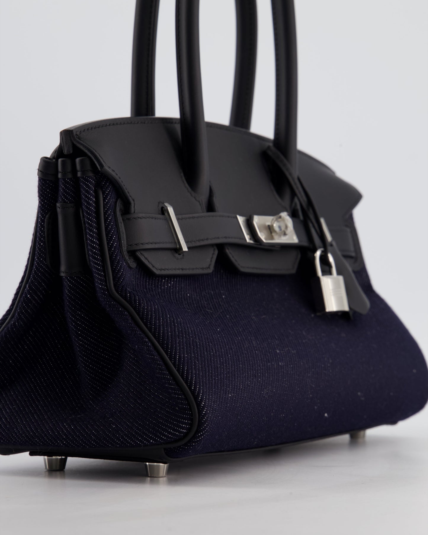 *SUPER HOT & RARE* Hermès Birkin Shoulder Light 29 Bag in Bleu Indigo Blanc & Noir Tissage Jean & Bleu Indigo Swift Leather with Palladium Hardware