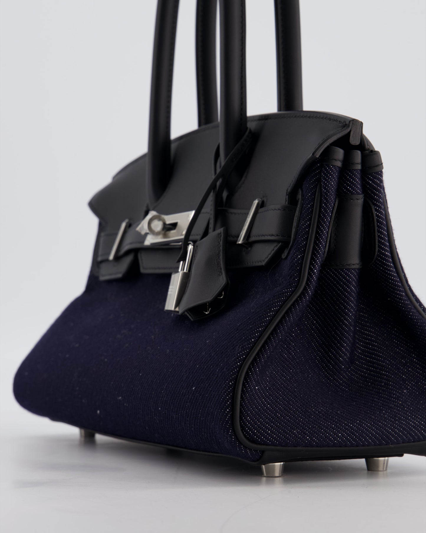 *SUPER HOT & RARE* Hermès Birkin Shoulder Light 29 Bag in Bleu Indigo Blanc & Noir Tissage Jean & Bleu Indigo Swift Leather with Palladium Hardware