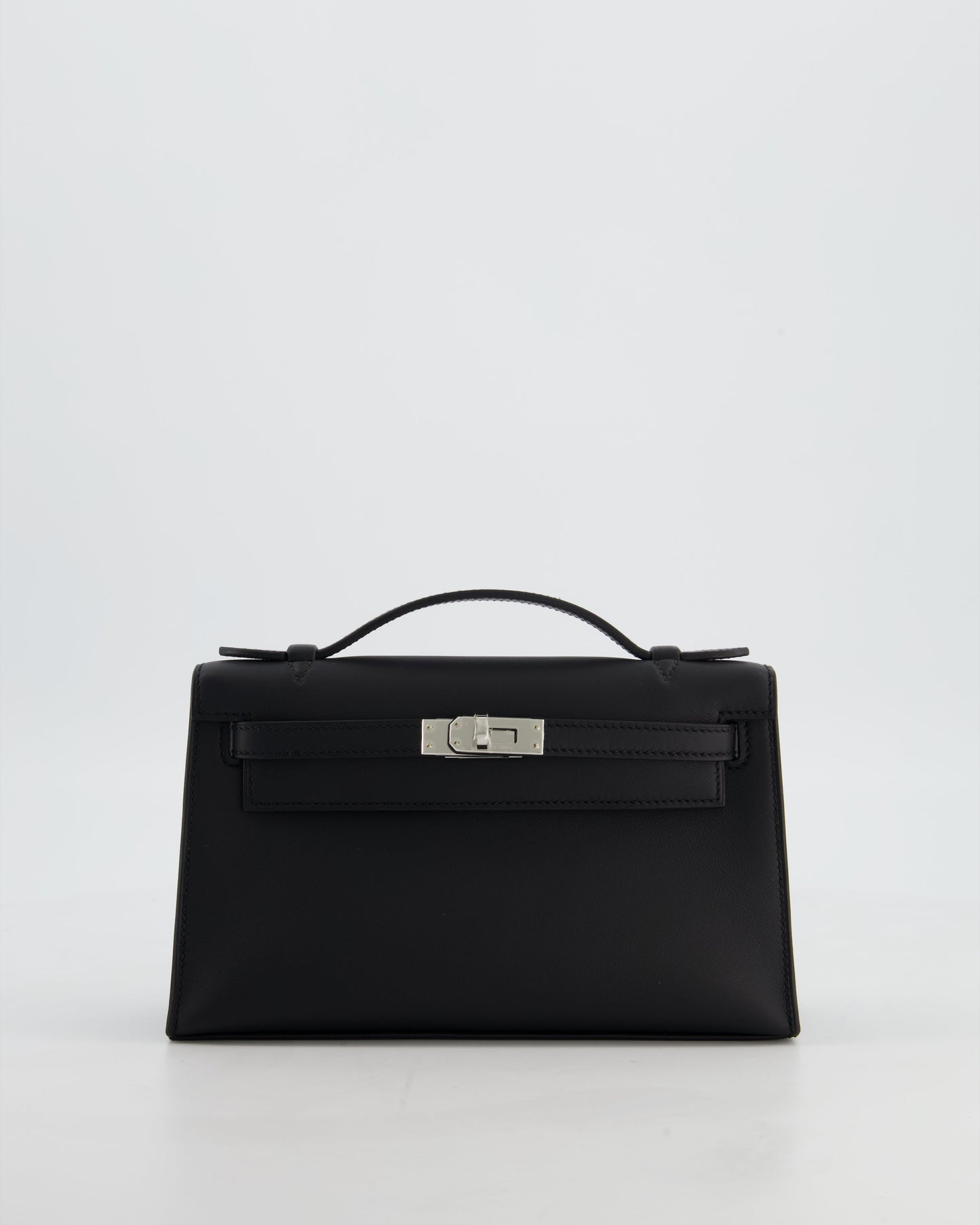 *RARE* Herm�s Mini Kelly Pochette Bag in Noir Swift Leather with Palladium Hardware