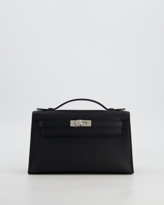 *RARE* Herm�s Mini Kelly Pochette Bag in Noir Swift Leather with Palladium Hardware