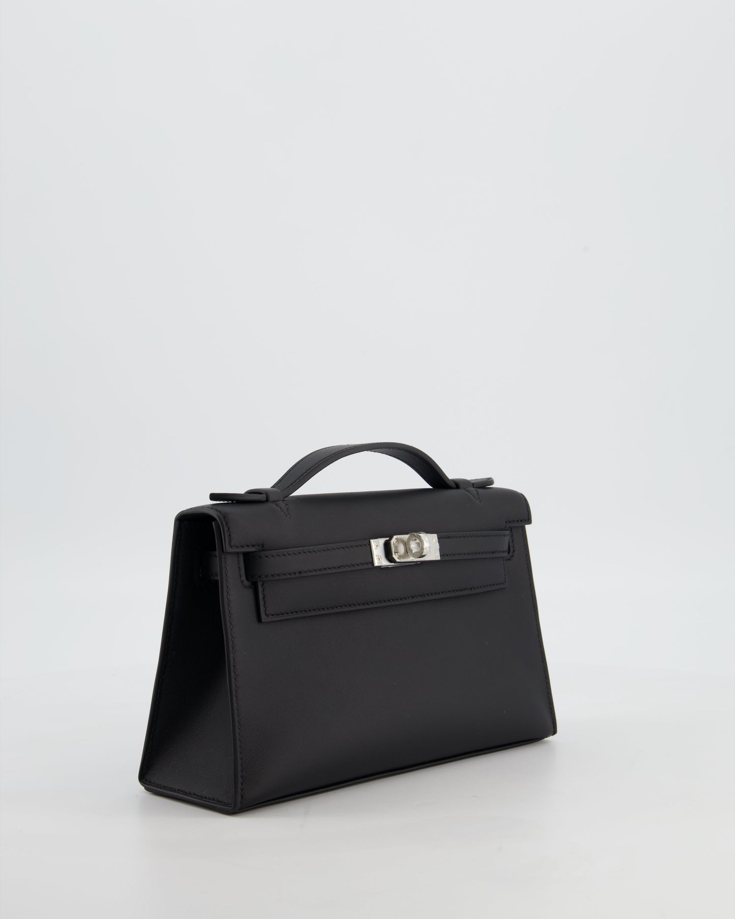 *RARE* Herm�s Mini Kelly Pochette Bag in Noir Swift Leather with Palladium Hardware
