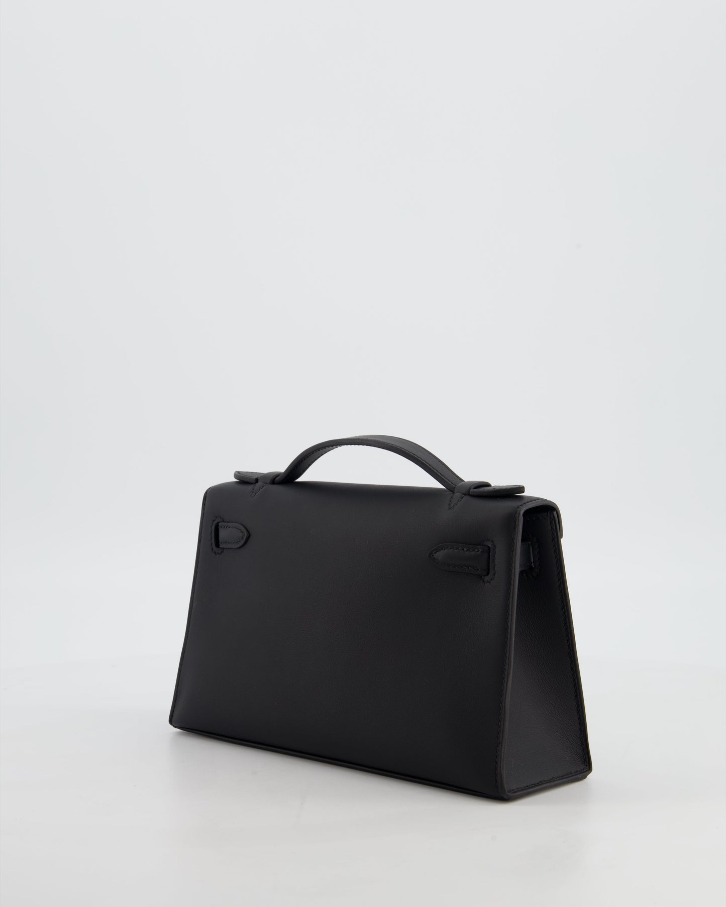 *RARE* Herm�s Mini Kelly Pochette Bag in Noir Swift Leather with Palladium Hardware