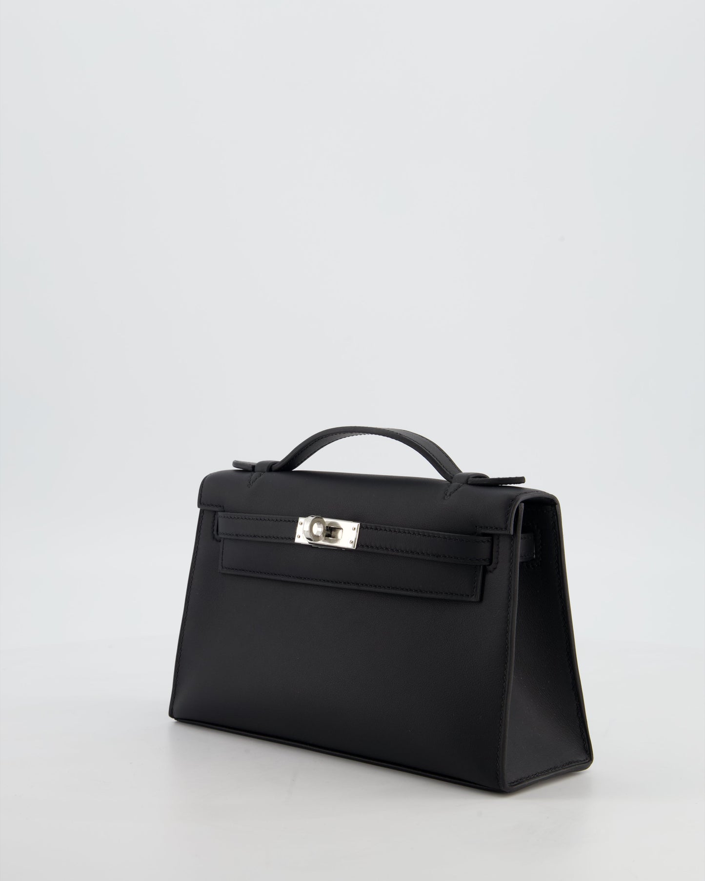 *RARE* Herm�s Mini Kelly Pochette Bag in Noir Swift Leather with Palladium Hardware