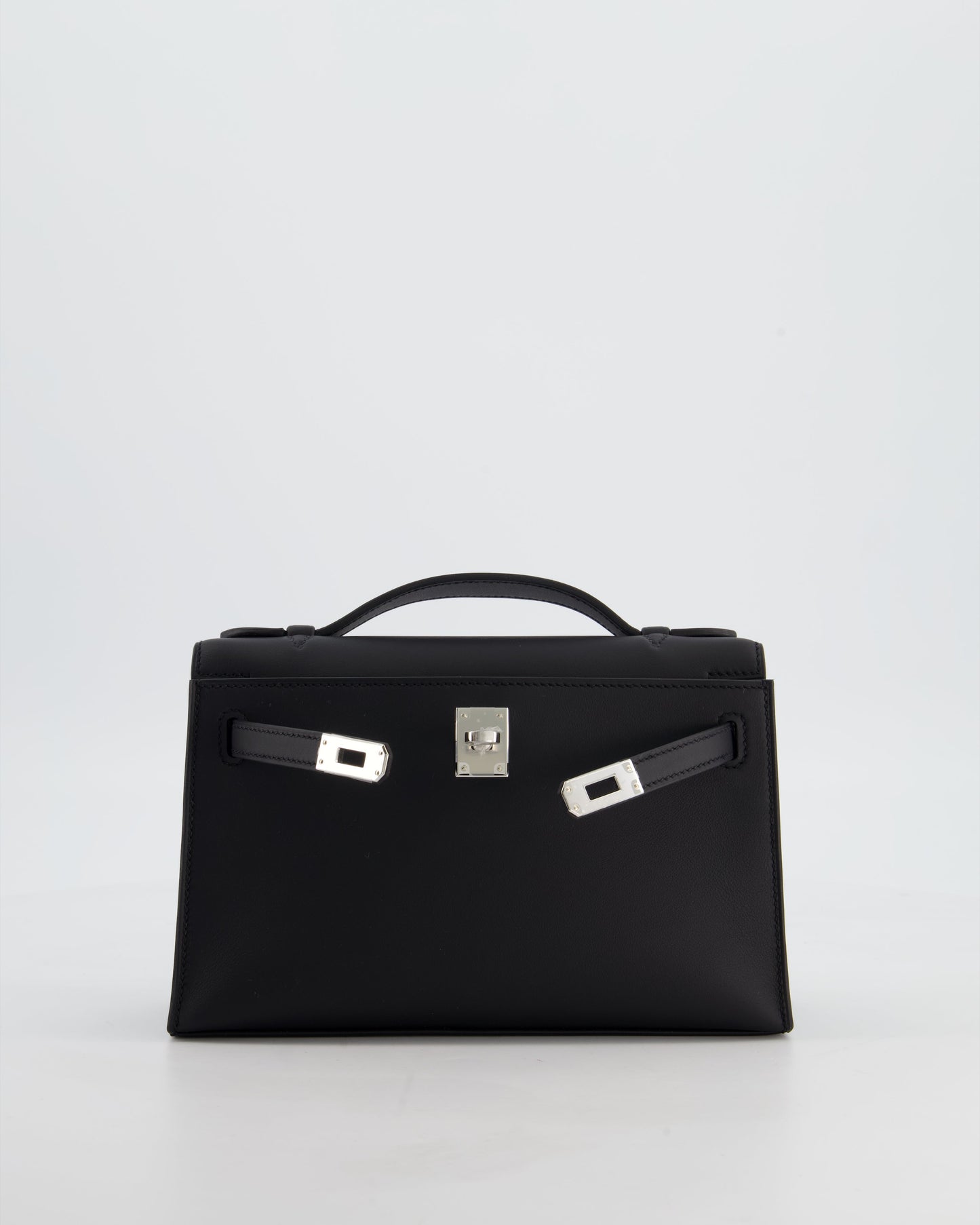 *RARE* Herm�s Mini Kelly Pochette Bag in Noir Swift Leather with Palladium Hardware