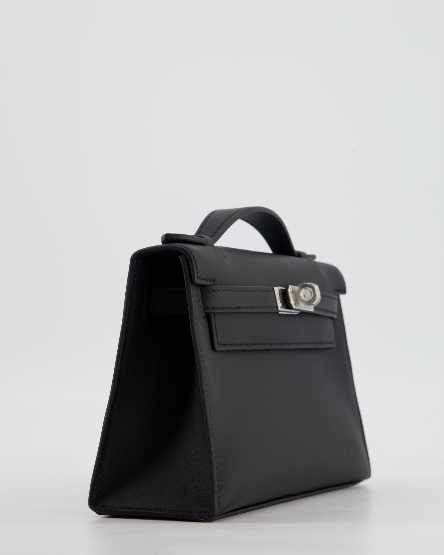 *RARE* Herm�s Mini Kelly Pochette Bag in Noir Swift Leather with Palladium Hardware