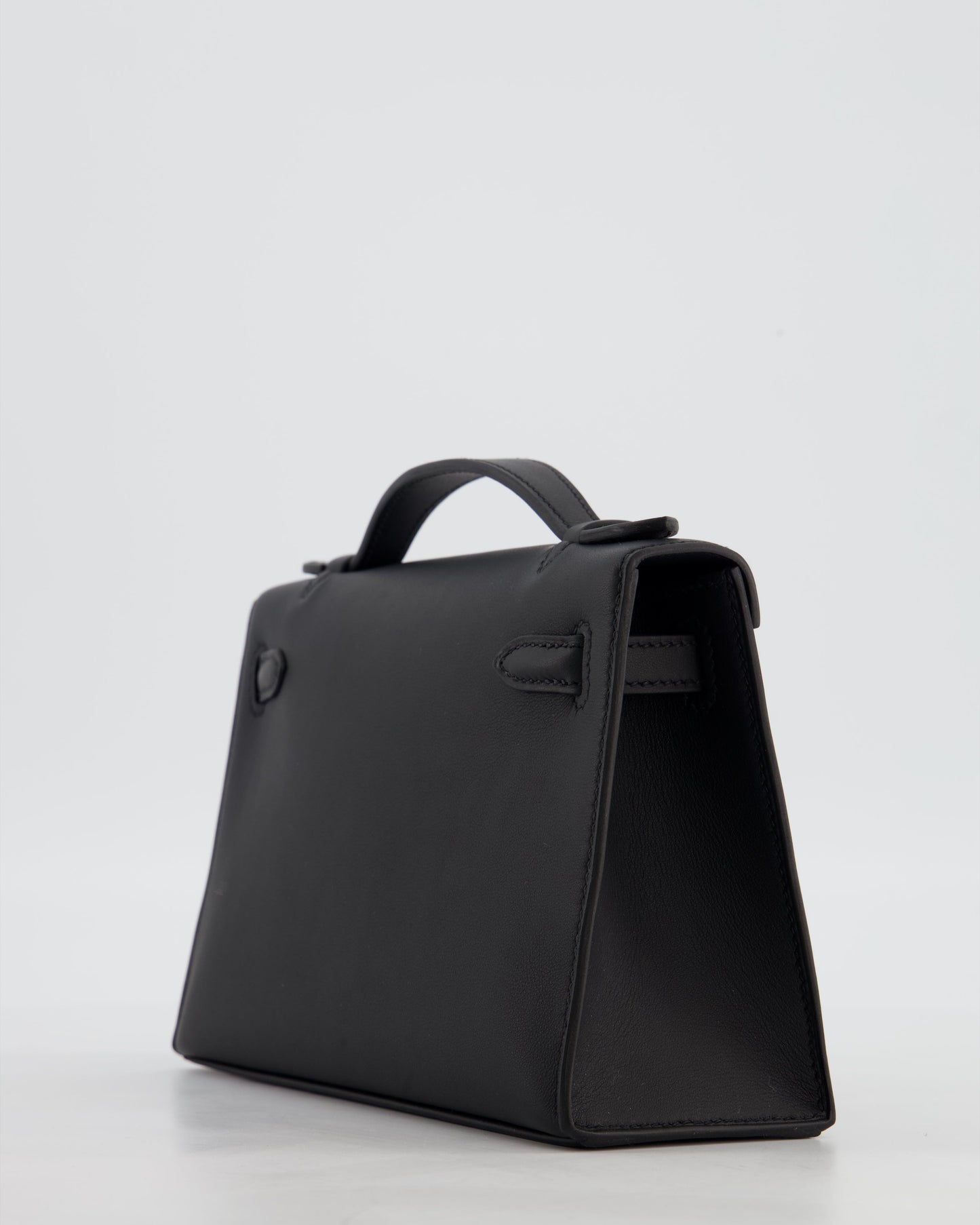 *RARE* Herm�s Mini Kelly Pochette Bag in Noir Swift Leather with Palladium Hardware