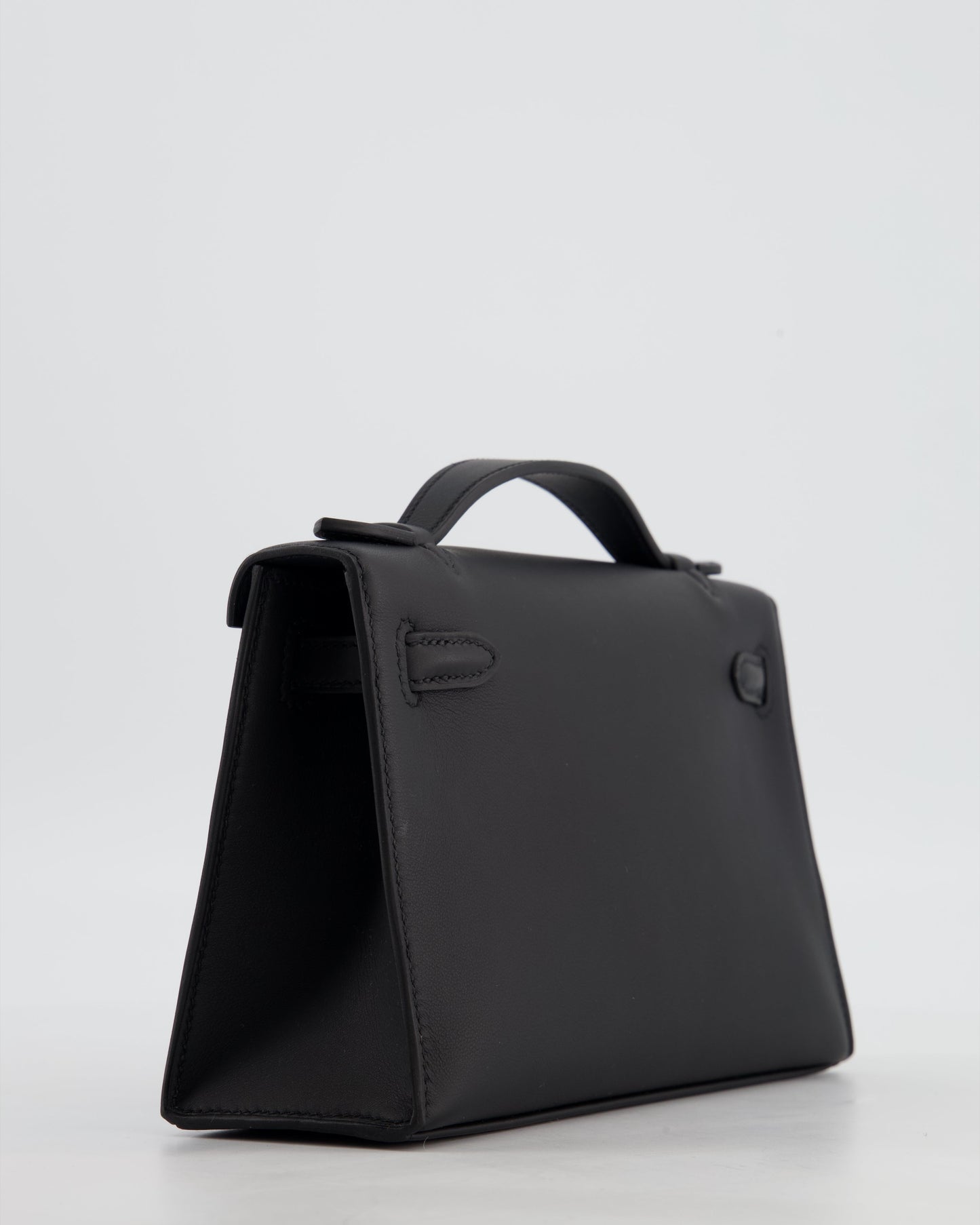 *RARE* Herm�s Mini Kelly Pochette Bag in Noir Swift Leather with Palladium Hardware