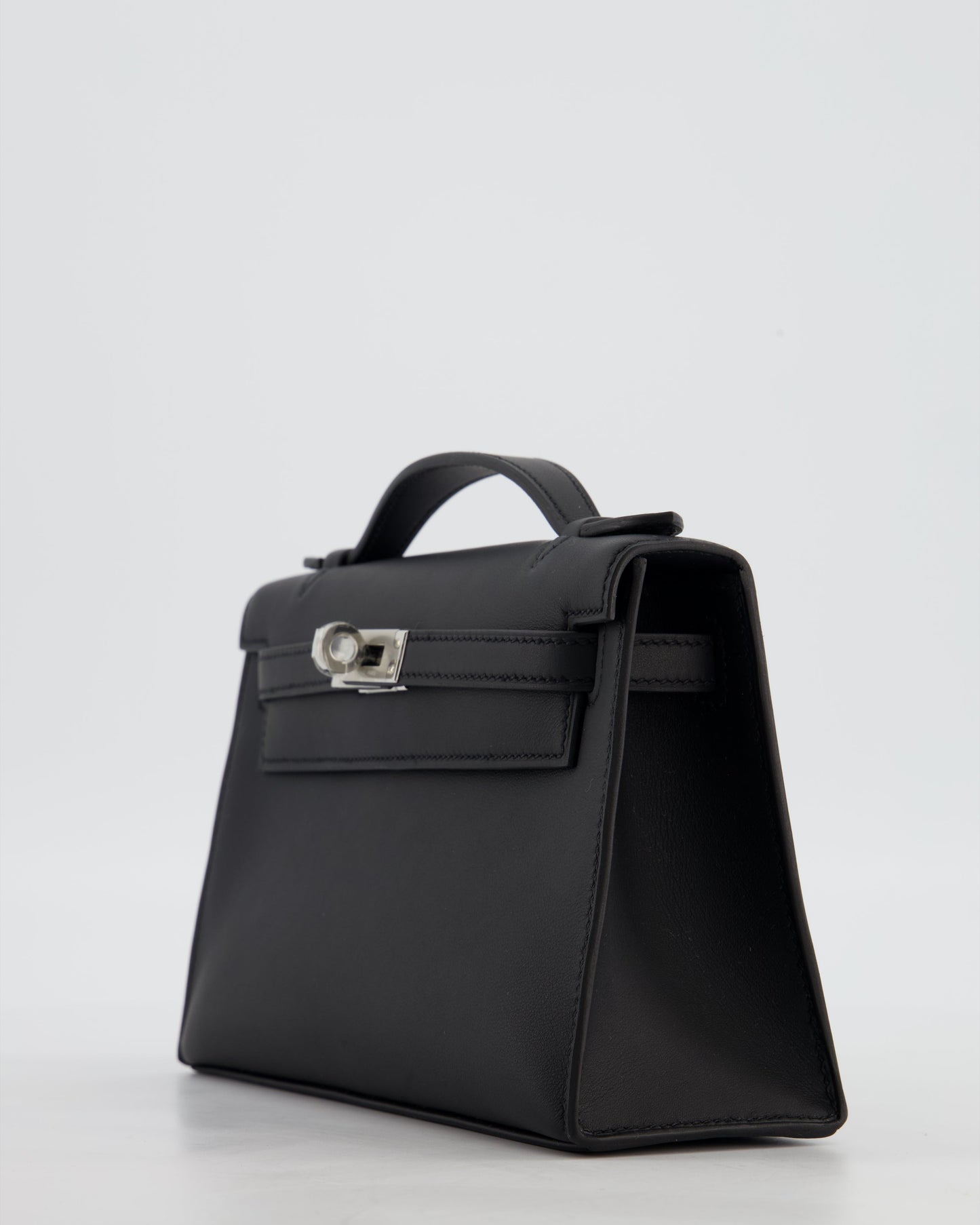 *RARE* Herm�s Mini Kelly Pochette Bag in Noir Swift Leather with Palladium Hardware