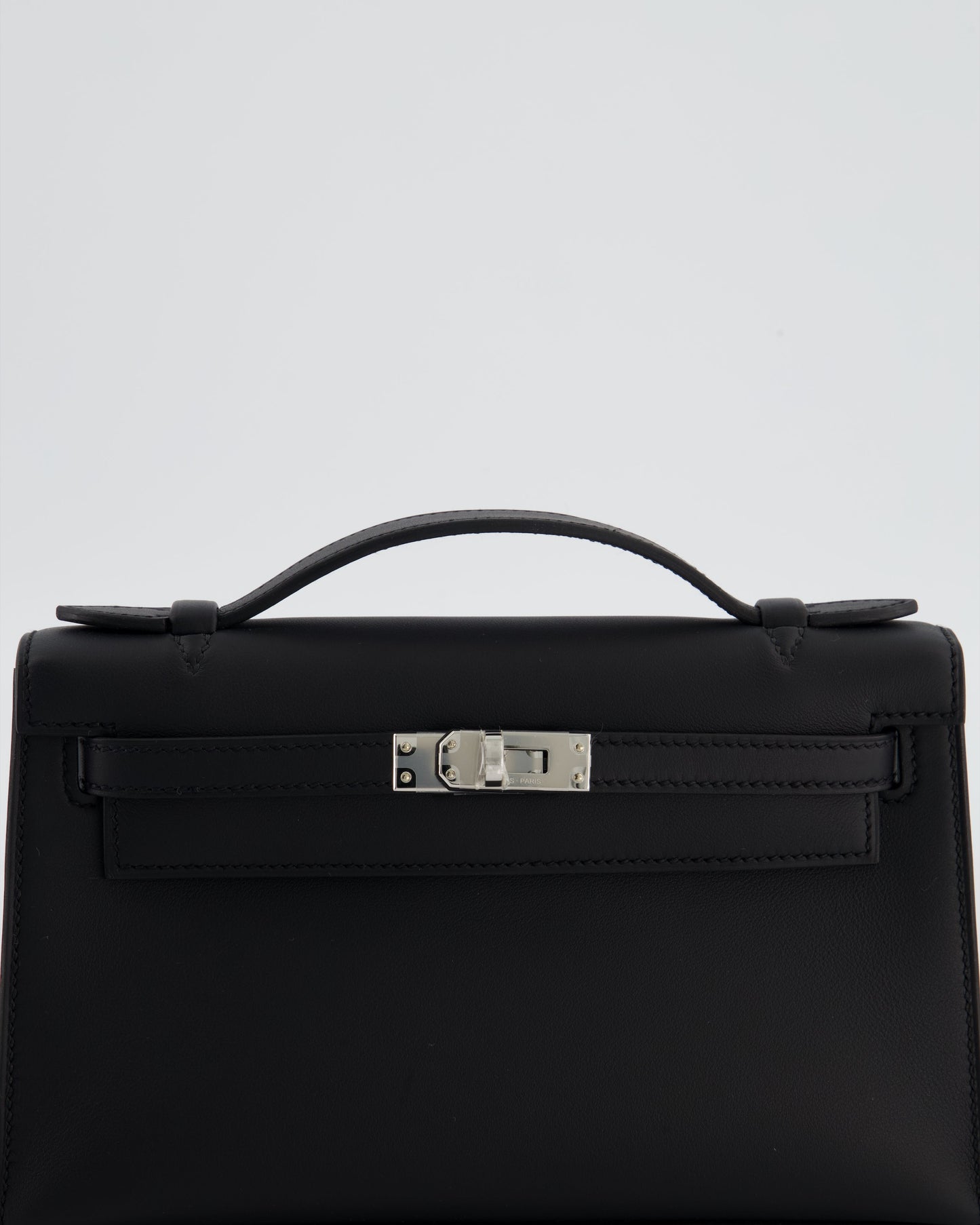 *RARE* Herm�s Mini Kelly Pochette Bag in Noir Swift Leather with Palladium Hardware