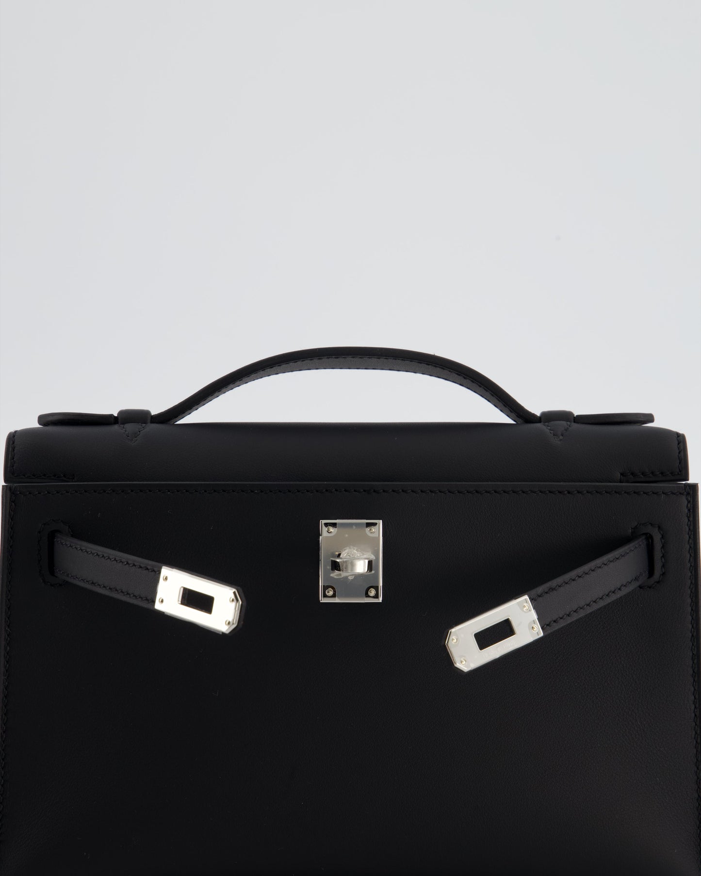 *RARE* Herm�s Mini Kelly Pochette Bag in Noir Swift Leather with Palladium Hardware