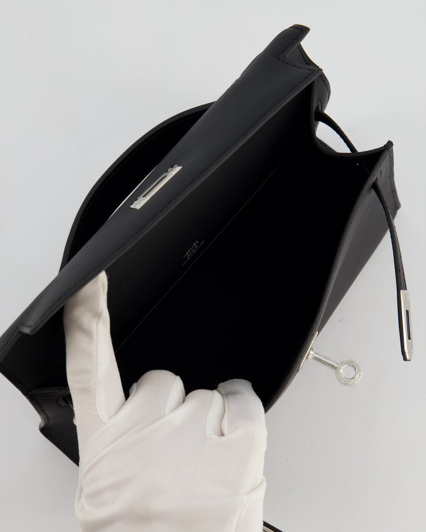 *RARE* Herm�s Mini Kelly Pochette Bag in Noir Swift Leather with Palladium Hardware