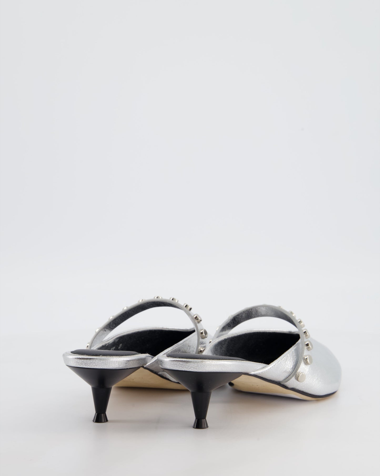 Alexander McQueen Studded Silver Heeled Mules Size EU 37