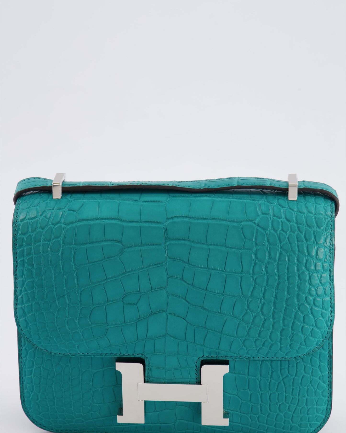 Hermès Constance III 18 Bag in Matte Alligator Mississippiensis Bleu Paon with Palladium Hardware