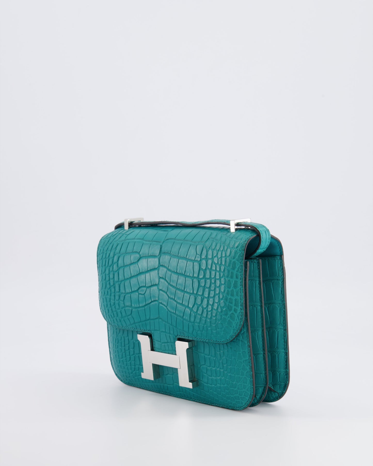 Hermès Constance III 18 Bag in Matte Alligator Mississippiensis Bleu Paon with Palladium Hardware