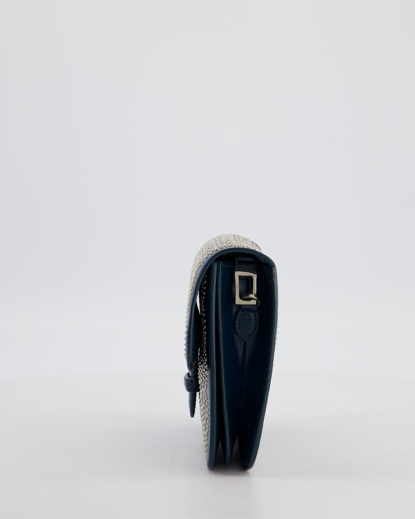 Alaïa Studded Leather Mini Shoulder Bag in Teal Leather with Silver Hardware