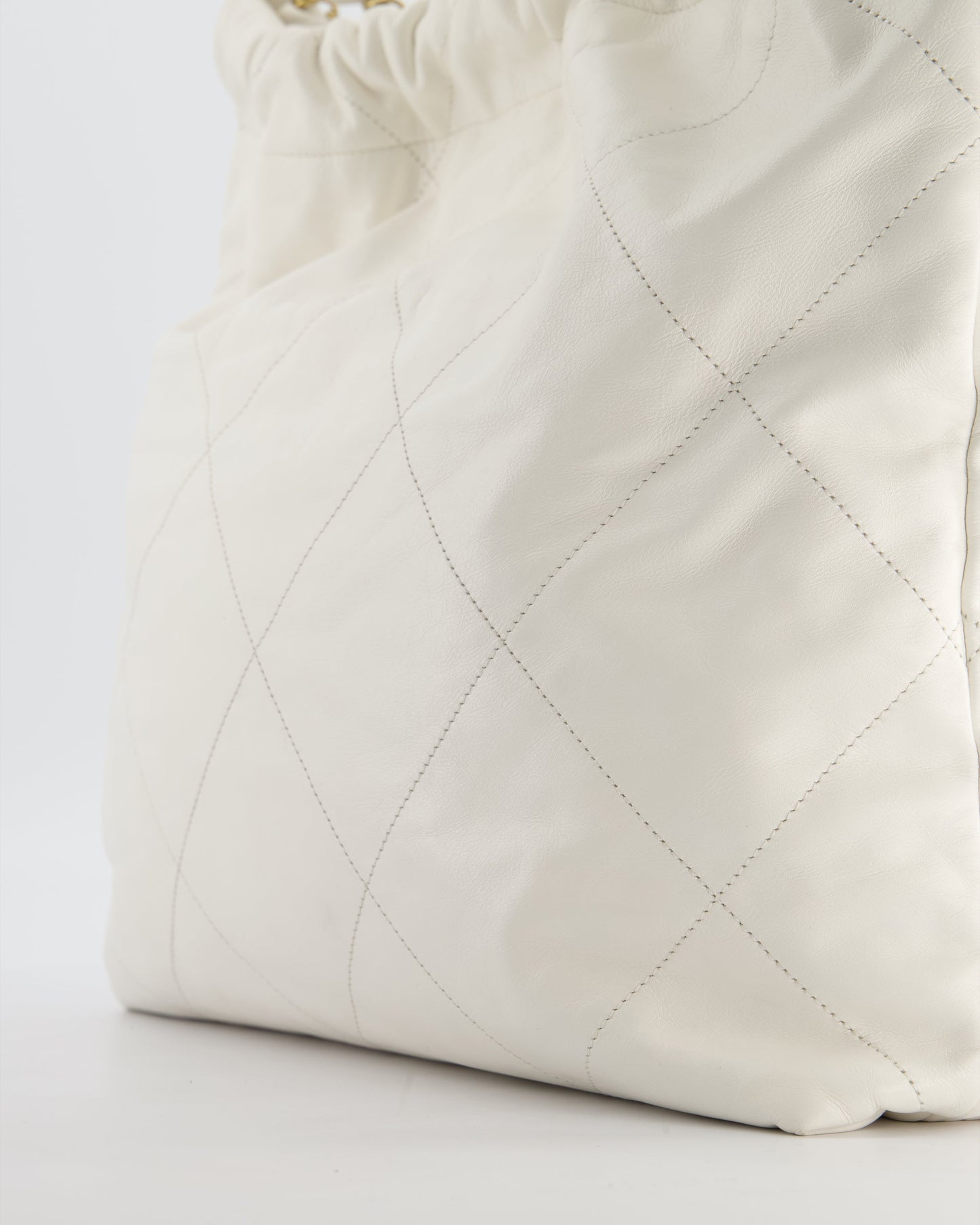 *FIRE PRICE* Chanel 22 Small Bag in White Aged Calfskin with Brushed Gold Hardware