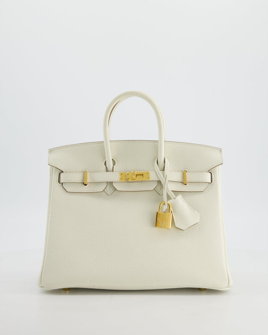 *RARE* Hermès Birkin 25 Retourne Bag in Mushroom Togo Leather with Gold Hardware