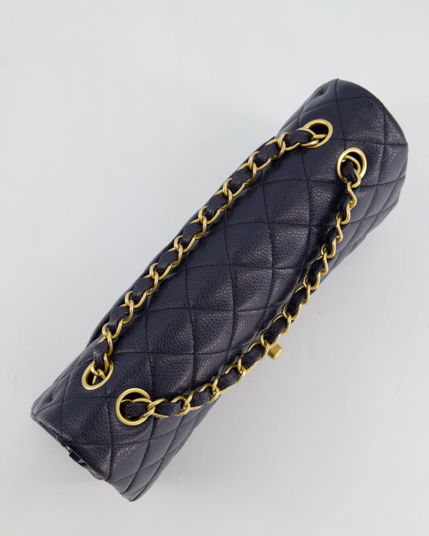 Chanel Medium Navy Classic Double Flap Bag in Lambskin Leather with Gold Hardware