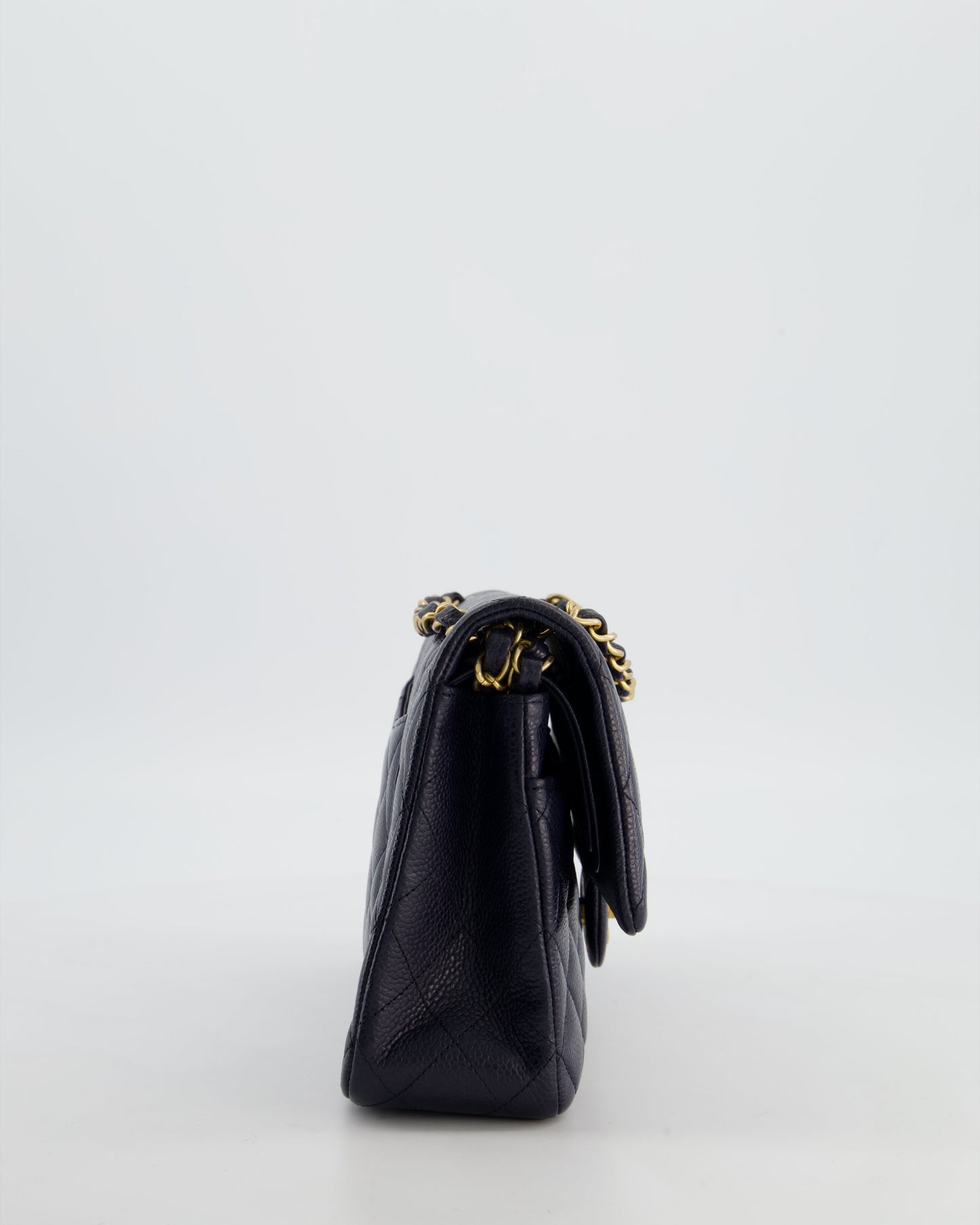 Chanel Medium Navy Classic Double Flap Bag in Lambskin Leather with Gold Hardware