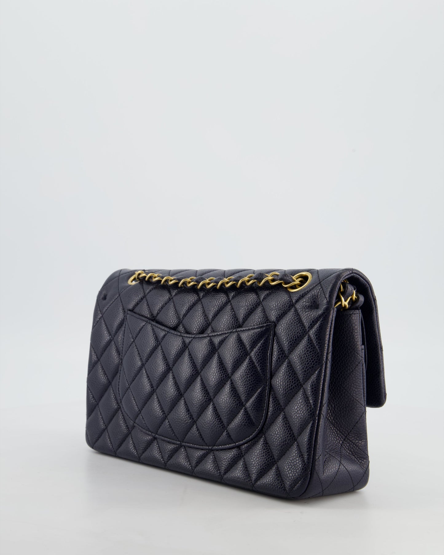 Chanel Medium Navy Classic Double Flap Bag in Lambskin Leather with Gold Hardware