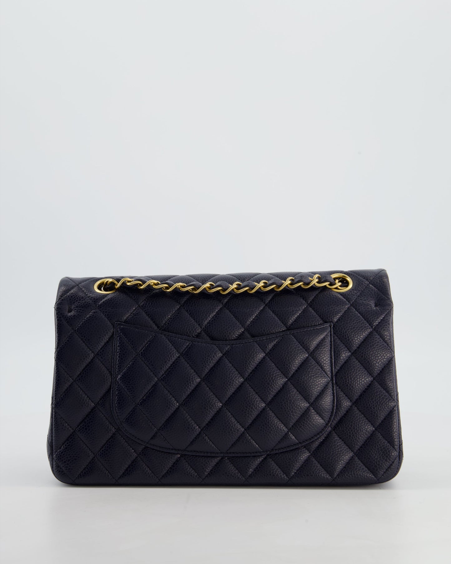 Chanel Medium Navy Classic Double Flap Bag in Lambskin Leather with Gold Hardware