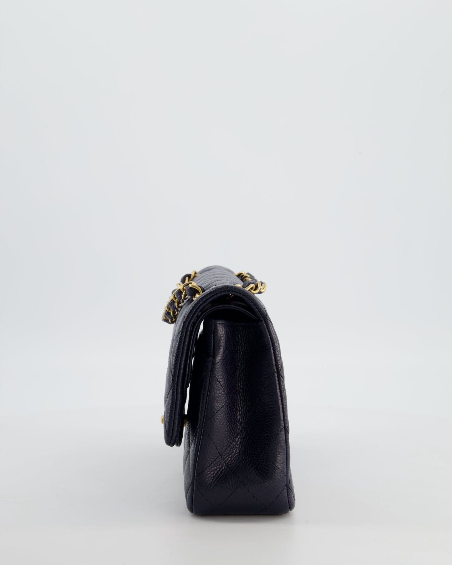 Chanel Medium Navy Classic Double Flap Bag in Lambskin Leather with Gold Hardware