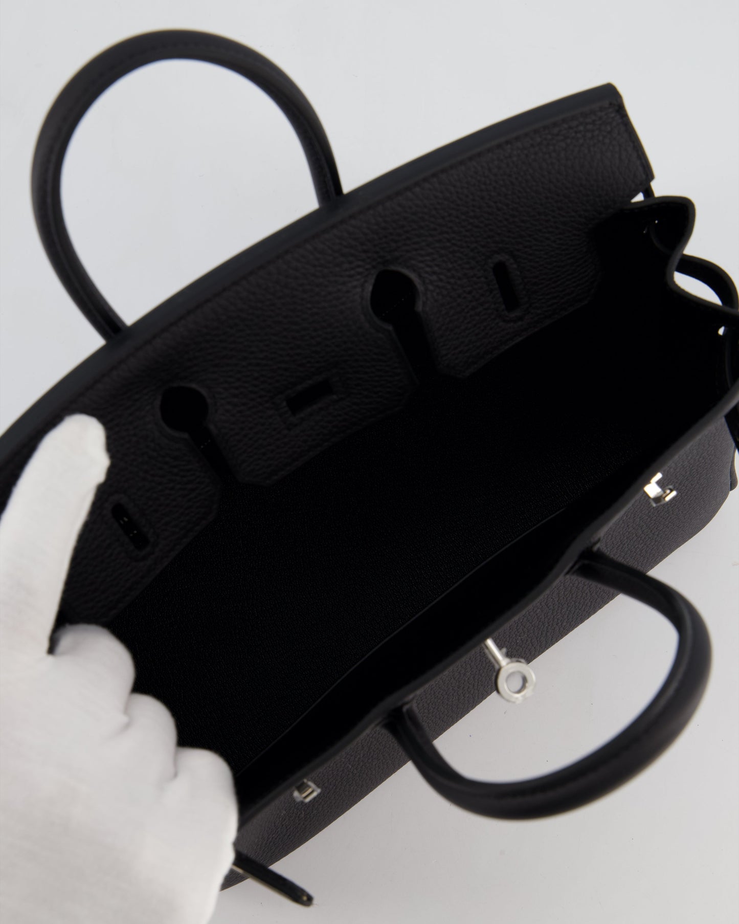 *HOT & RARE* Hermès Birkin 25 Retourne Bag in Noir Togo Leather with Palladium Hardware