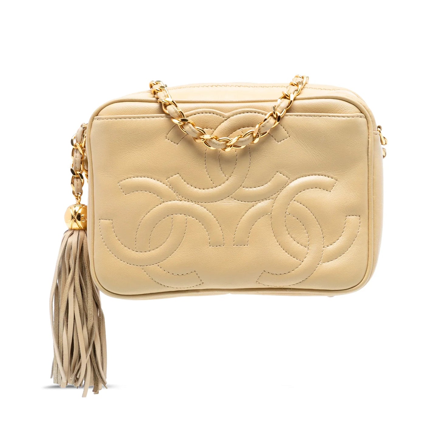 Brown Chanel Triple CC Lambskin Tassel Chain Camera Bag