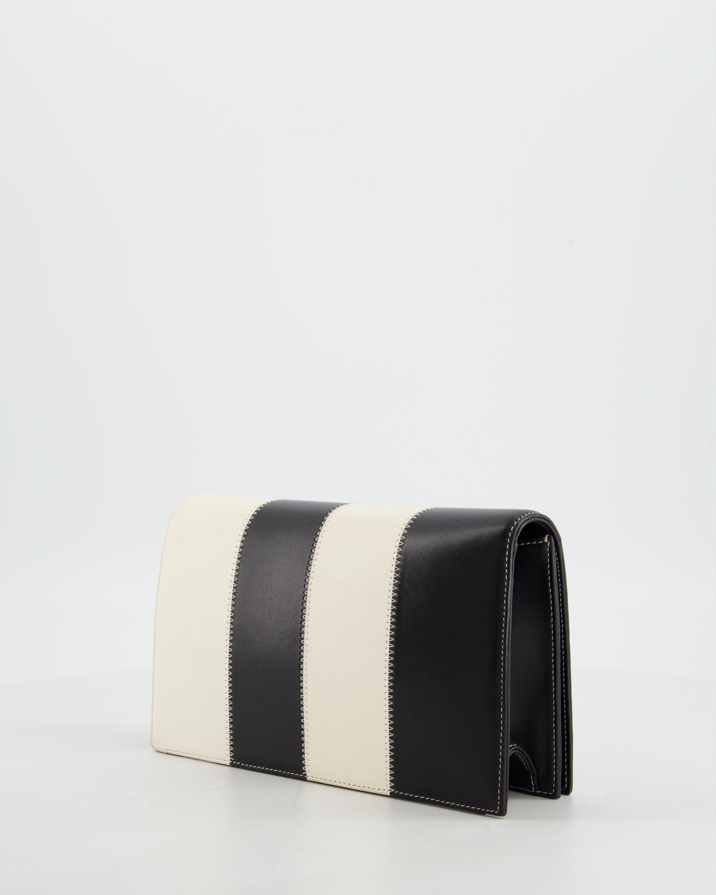 Chanel Black & White Lambskin CC Embroidered Clutch on Chain Bag with Gold Hardware